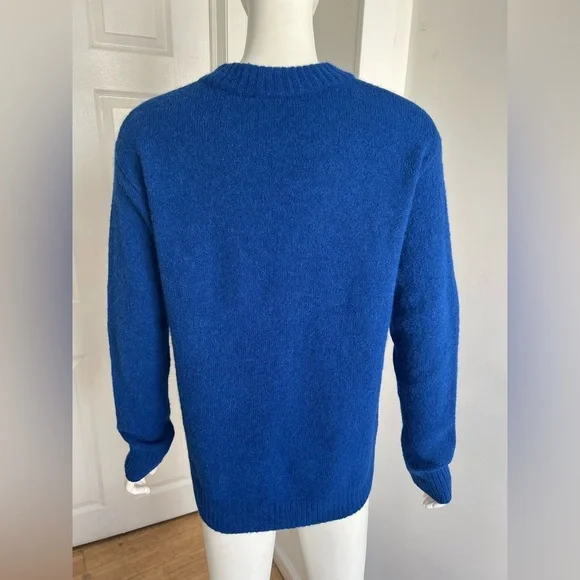 $290 Ayr The Kickback Alpaca Merino Wool Women Blue Sweater S Fisherman Luxury - Picture 3 of 7